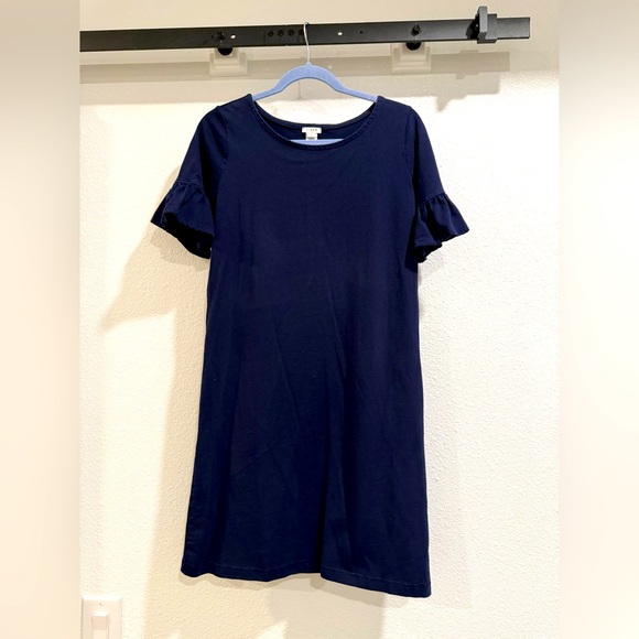 J. Crew Dresses & Skirts - J. Crew t-shirt dress, navy XS. Crew neck with flirty ruffle sleeves